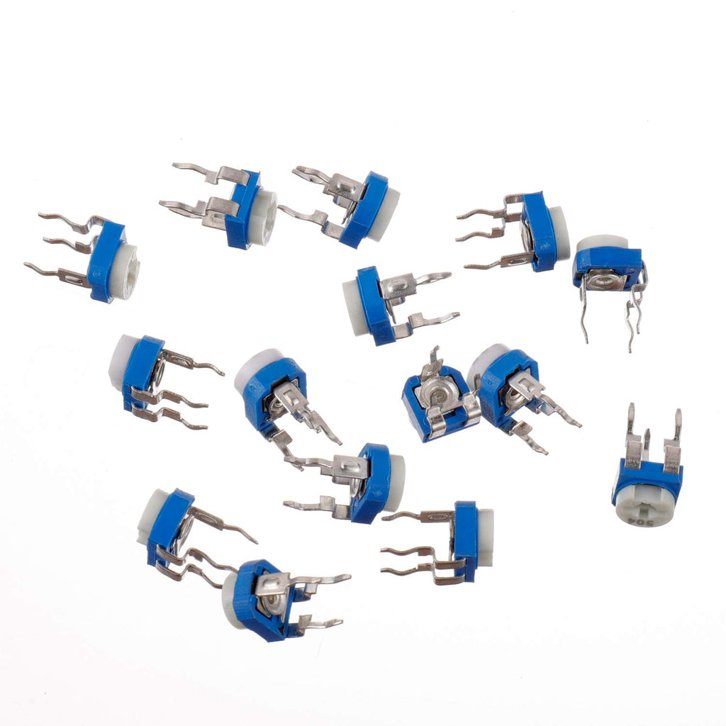 BOJACK 15 Values 150 pcs 100 Ohm- 2M Ohm Variable Resistor 6mm Potentiometer Assortment Kit packag in a Clear Plastic Box