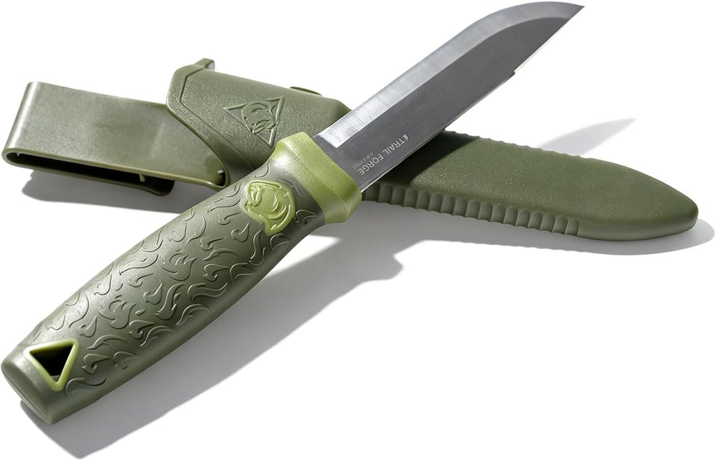 TrailForge Fixed Blade Knife with Sheath,9.67-Inch | FullTang Blade Bushcraft Knife for Camping,Outdoor, Survival