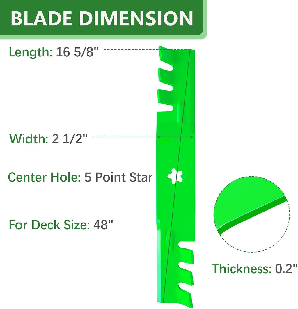 173921 53217392 Mulching Blades Fit for 48 inch Husqvarna YTH2348 YTH2148 YTH2448 YTH1848XP GTH2548 Craftsman Poulan 48 Riding Mower Deck(3 Pack)