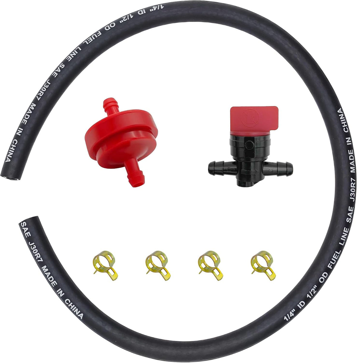 Strongthium 1/4" Fuel Line Hose & Inline Gas Fuel Filter Shut Off Valve Kit