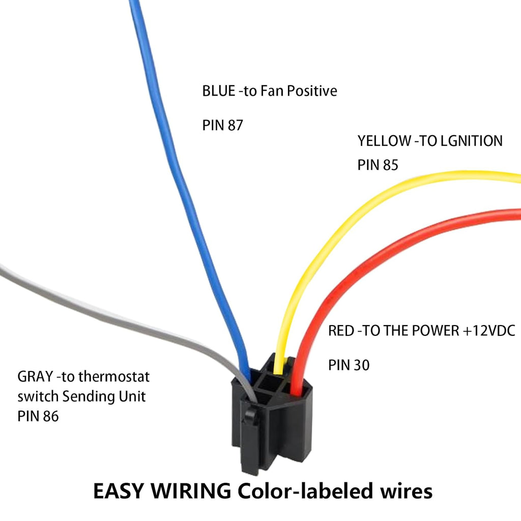 Dual Electric Fan Relay Kit Electric Radiator Fan Kit Temperature Sensor Switch 185 On 175 Off Automotive Wiring Kit
