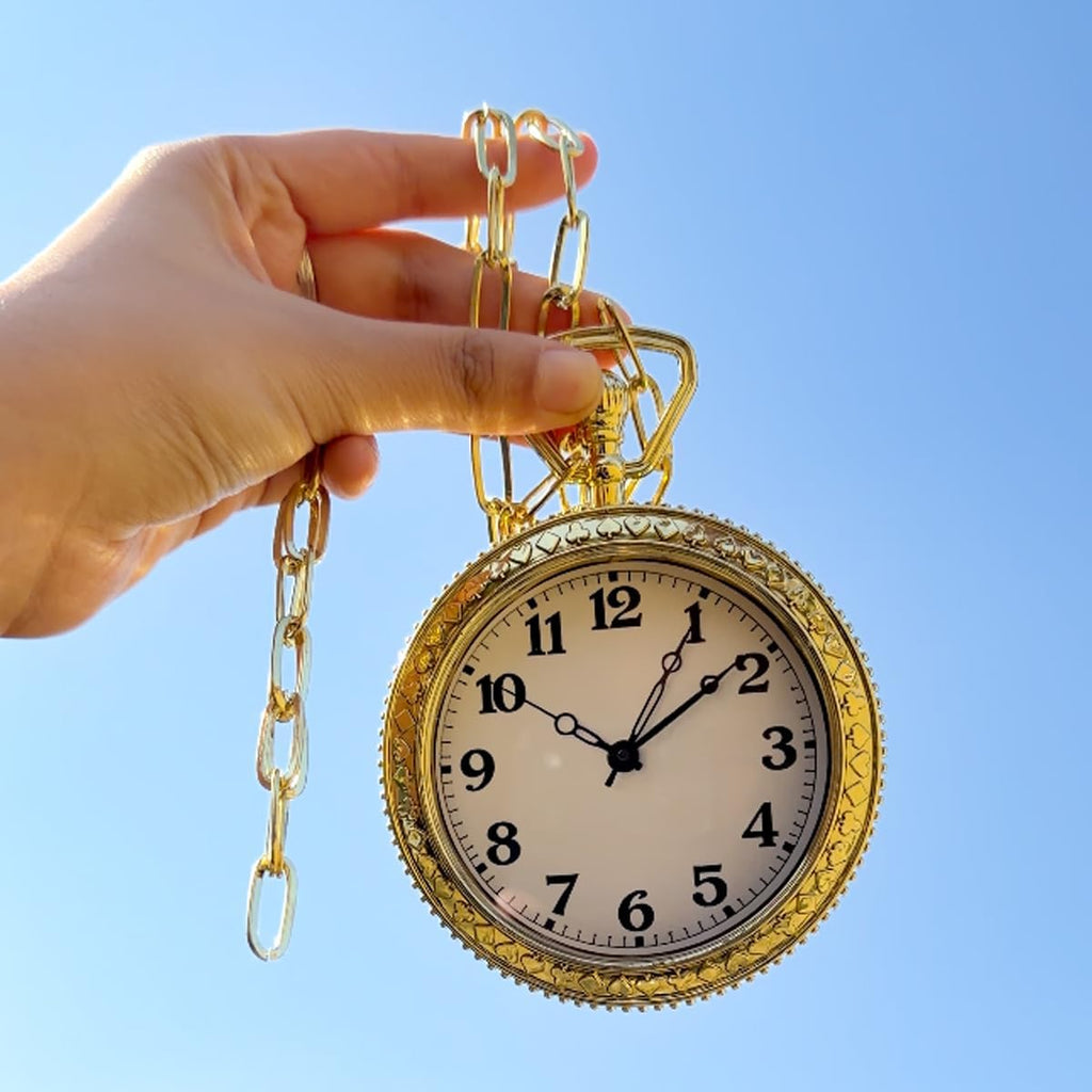3.7'' Gold Pocket Watch Prop Themed Costume Accessory | NO FUNCTION For Halloween Cosplay Costume Parties Theater