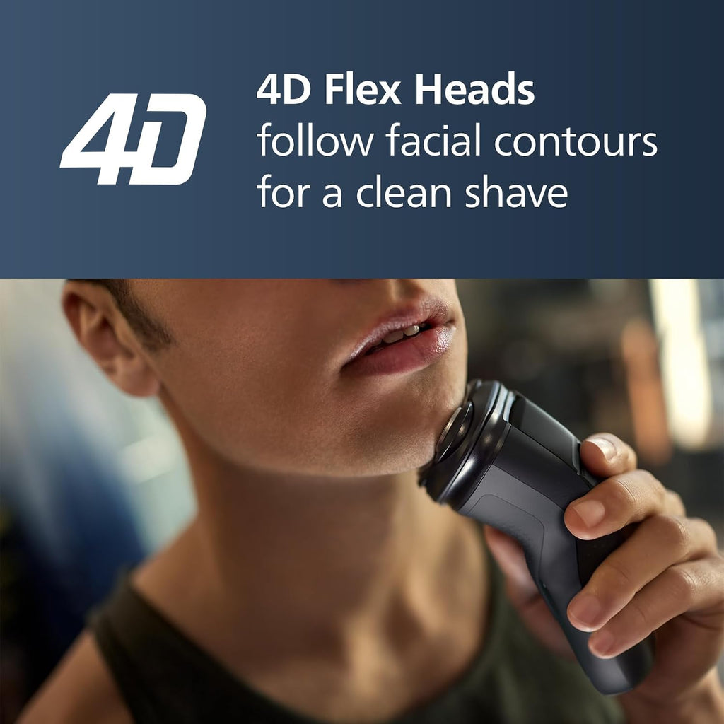 Philips Norelco 2400 Series Electric Shaver, Deep Black | 27 Self Sharpening ComfortCut Blades, 4D Flex Heads, Wet or