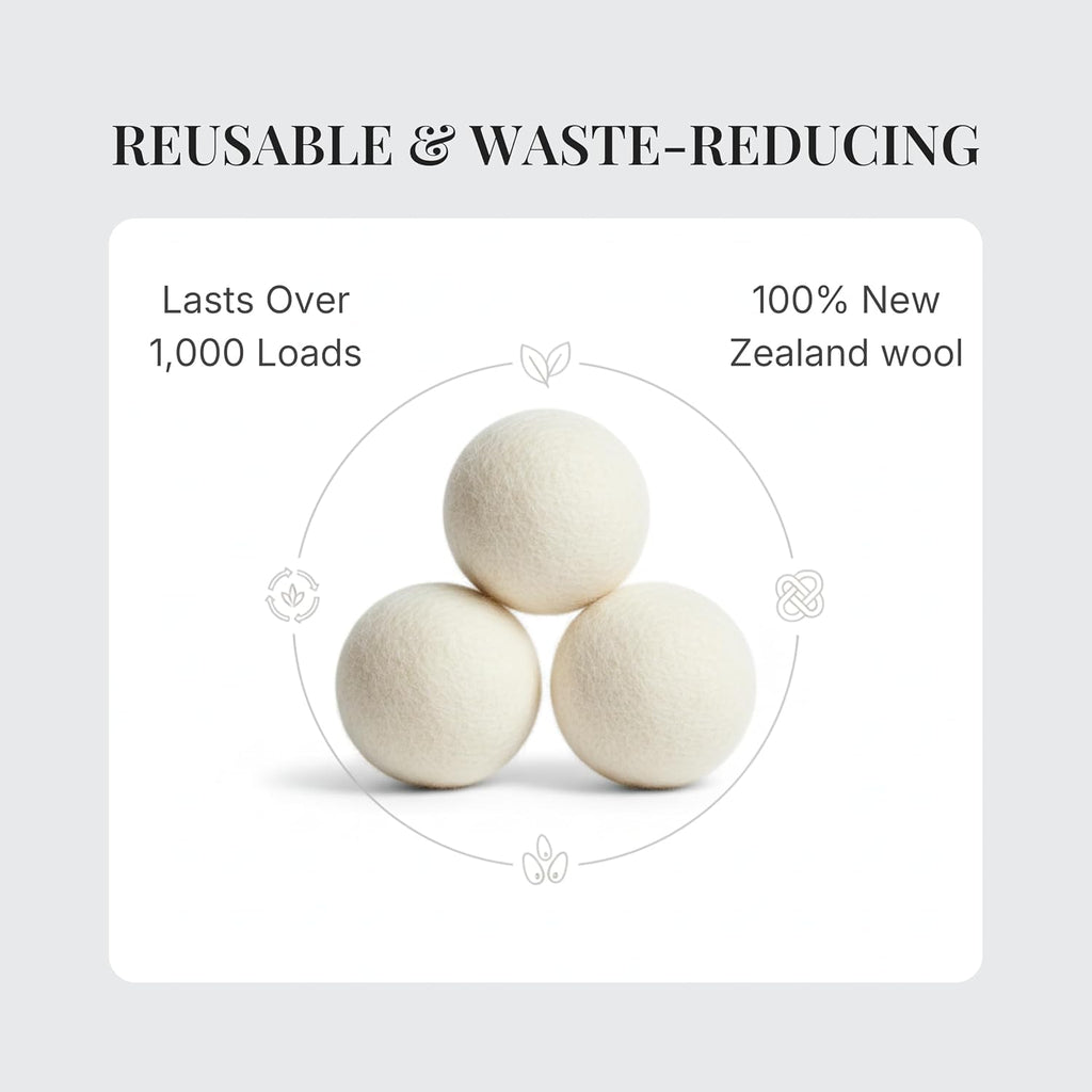 XL Wool Dryer Balls 100% New Zealand Wool 3 Pack Reusable