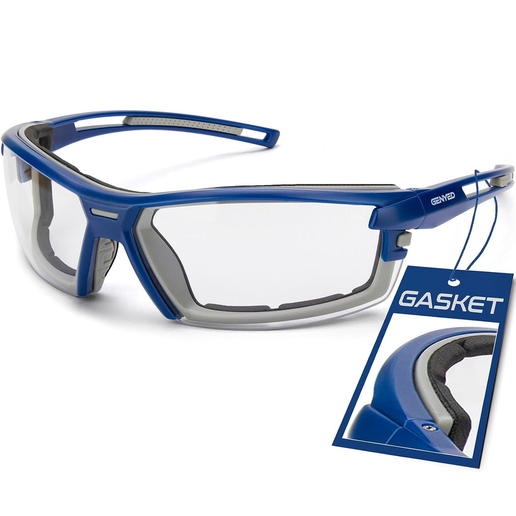 Safety Glasses ANSI Z87+ with Removable Foam Gasket, Clear Lens, Anti-Fog, Scratch-Resistant, UV400 Wraparound