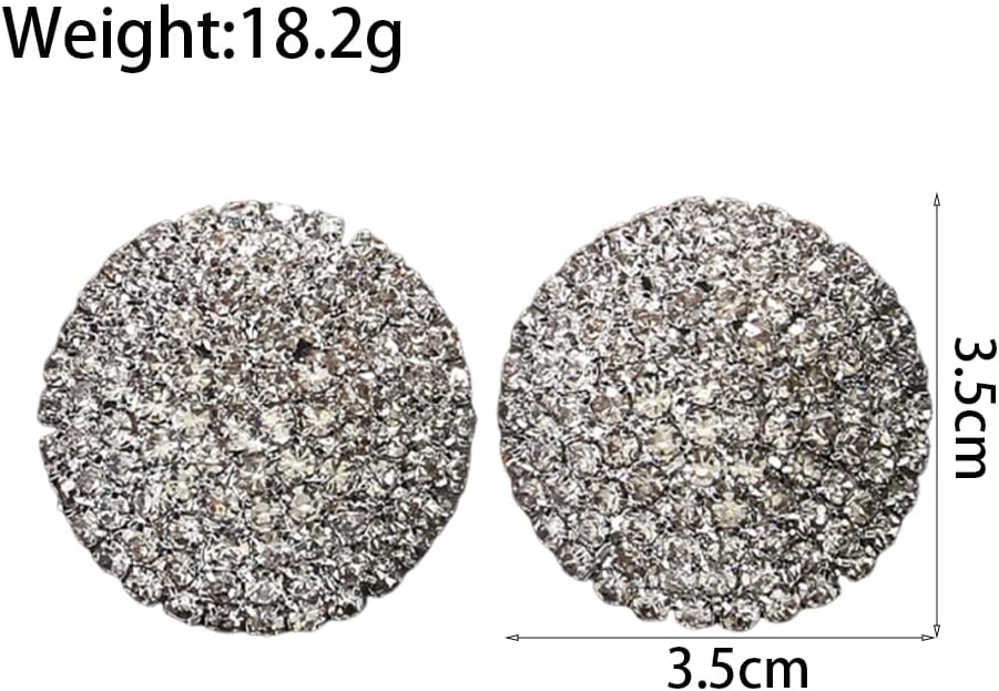 Bling Rhinestone Stud Earrings for Women Large Statement Round Earrings |