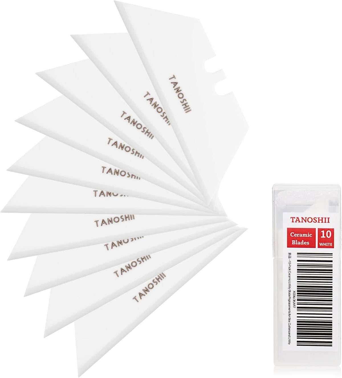 Zirconia Ceramic Blades – 10-Pack Replacement Utility Blades for Utility Knives, Box Cutter, Keep Sharp Longer – White