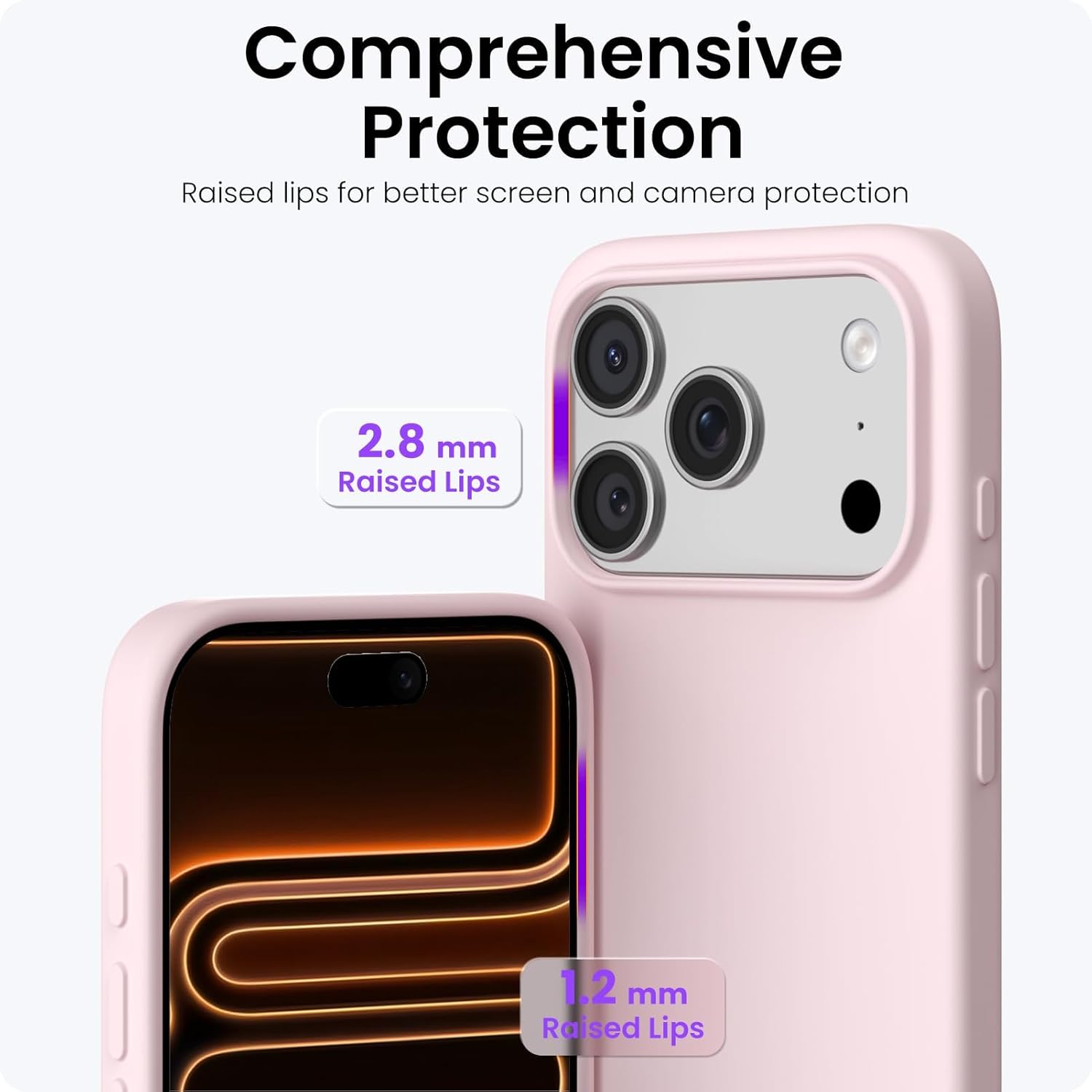 Compatible with iPhone 17 Pro Case 6.3", Slim Liquid Silicone 4 Layers Full Covered Soft Gel Rubber Shockproof Cover