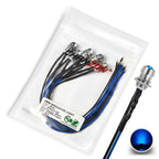 CHANZON 5 pcs 8mm Panel Mount + 5mm LED Colored Blue Pilot Diode Light 12V