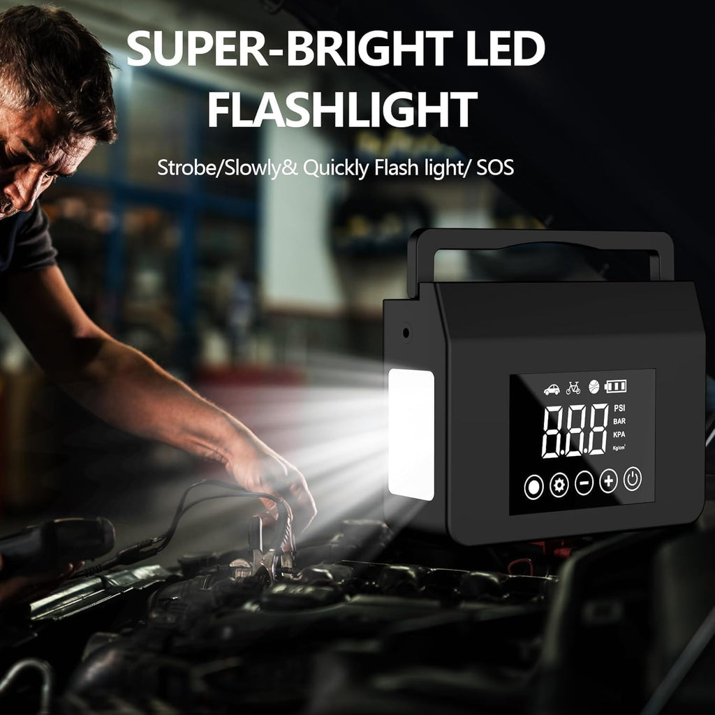 Portable Car Battery Jump Starter with Air Compressor 4000A 150PSI Inflator