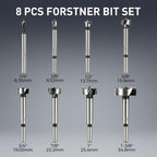 Forstner Bit Set, 8Pcs Wood Drilling Bits for Flat-Bottom Holes