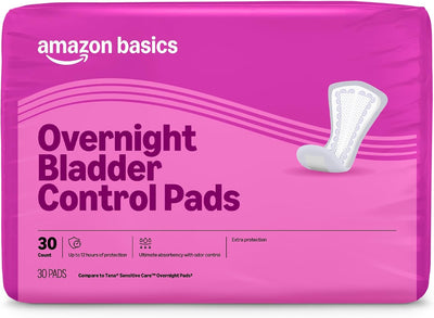 Incontinence Pads for Women, Postpartum Pads, Bladder Control, Overnight Absorbency, Fresh Protection, Unscented, 30