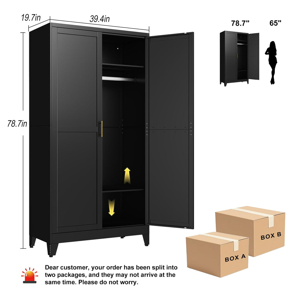 Armoire Wardrobe Closet,Bedroom Clothing Storage Cabinet Black19.7D