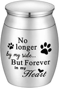 1.57 inches Mini Pet Memorial Small Urns for Dog and Cat Ashes, Stainless Steel Cremation Urn, Pet Paw Print Keepsake