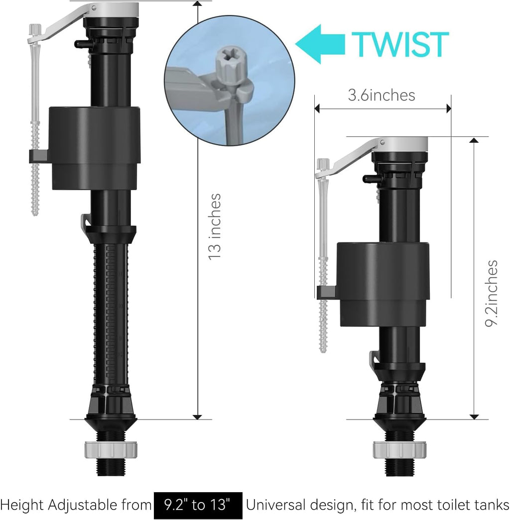 Toilet Fill Valve A1320, Toilet Repair Kit Inside Tank, Universal Toilet Replacement Kit, Quiet and Fast Stop Toilet