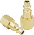 Air Hose Fittings 1/4 inch NPT Female Thread Air Plug, Air Compressor Quick Connect Fittings Durable Solid Brass 300Psi (Industrial Type D, 2 Piece)