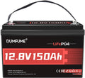 12V 150Ah LiFePO4 Lithium Battery 15000+ Deep Cycle | Built in 100A BMS,IP65 Waterproof 1920Wh for Solar System, RV