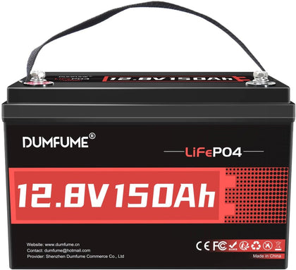12V 150Ah LiFePO4 Lithium Battery 15000+ Deep Cycle | Built in 100A BMS,IP65 Waterproof 1920Wh for Solar System, RV