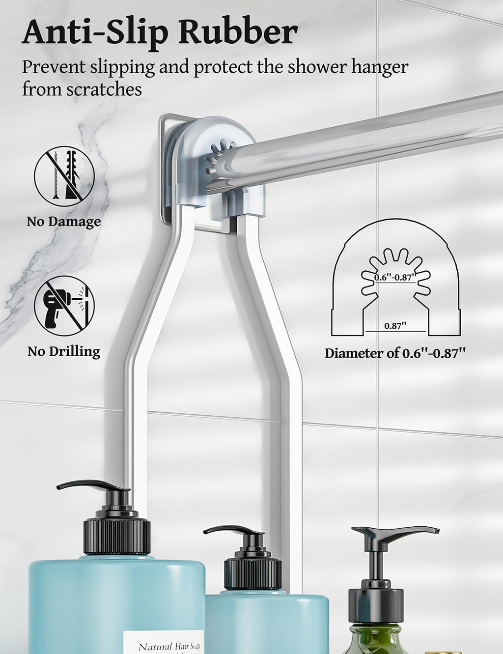 Never Rust Shower Caddy Hanging, Aluminum Shower Racks for Inside Shower, 3-Tier Shower Organizer Hanging Over Shower