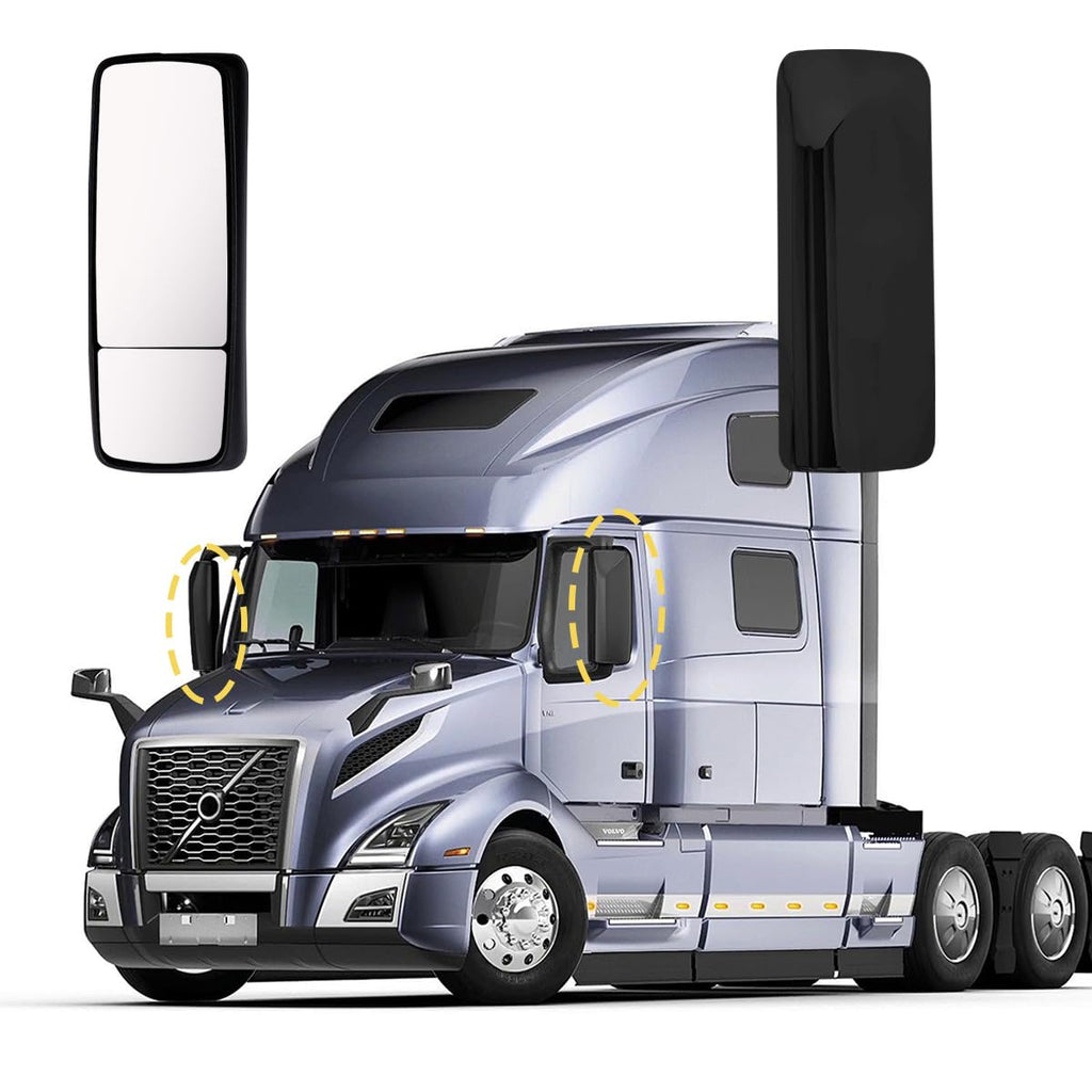 Door Mirror Power Heated Matte Black Cover Compatiable with 2004-2017 Volvo VNL - Passenger Side