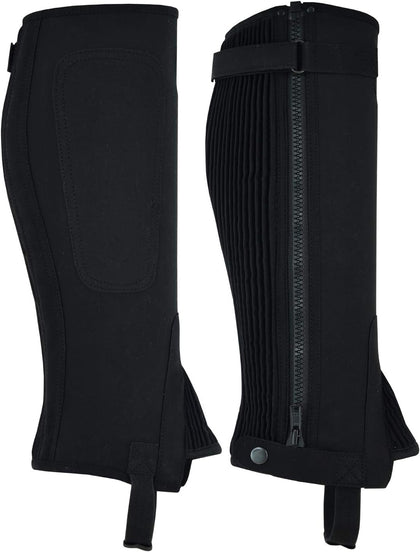 Unisex Adult Amara Synthetic Equestrian Half Chaps Black leather half chaps (XX-Large)