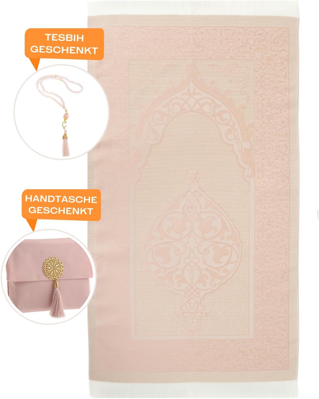 Muslim Prayer Rug with Tasbih and Portable Bag, Muslim Gift for Women Men, Mubarak Islamic Box, Soft Mat Islam Gifts