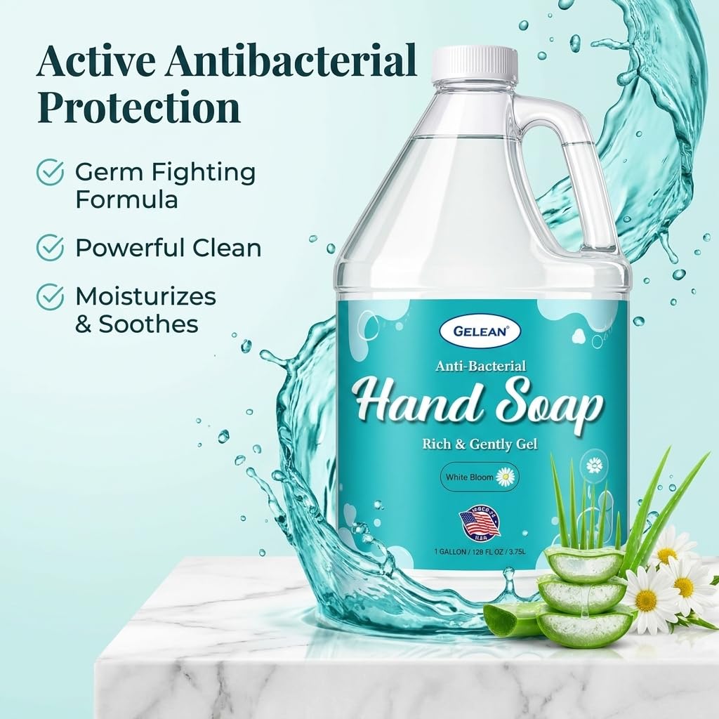 Liquid Gel Hand Soap - pH Balanced - Aloe Vera - White Tea Scent - Made in USA - Bulk liquid Refill Jug, 128 oz 1
