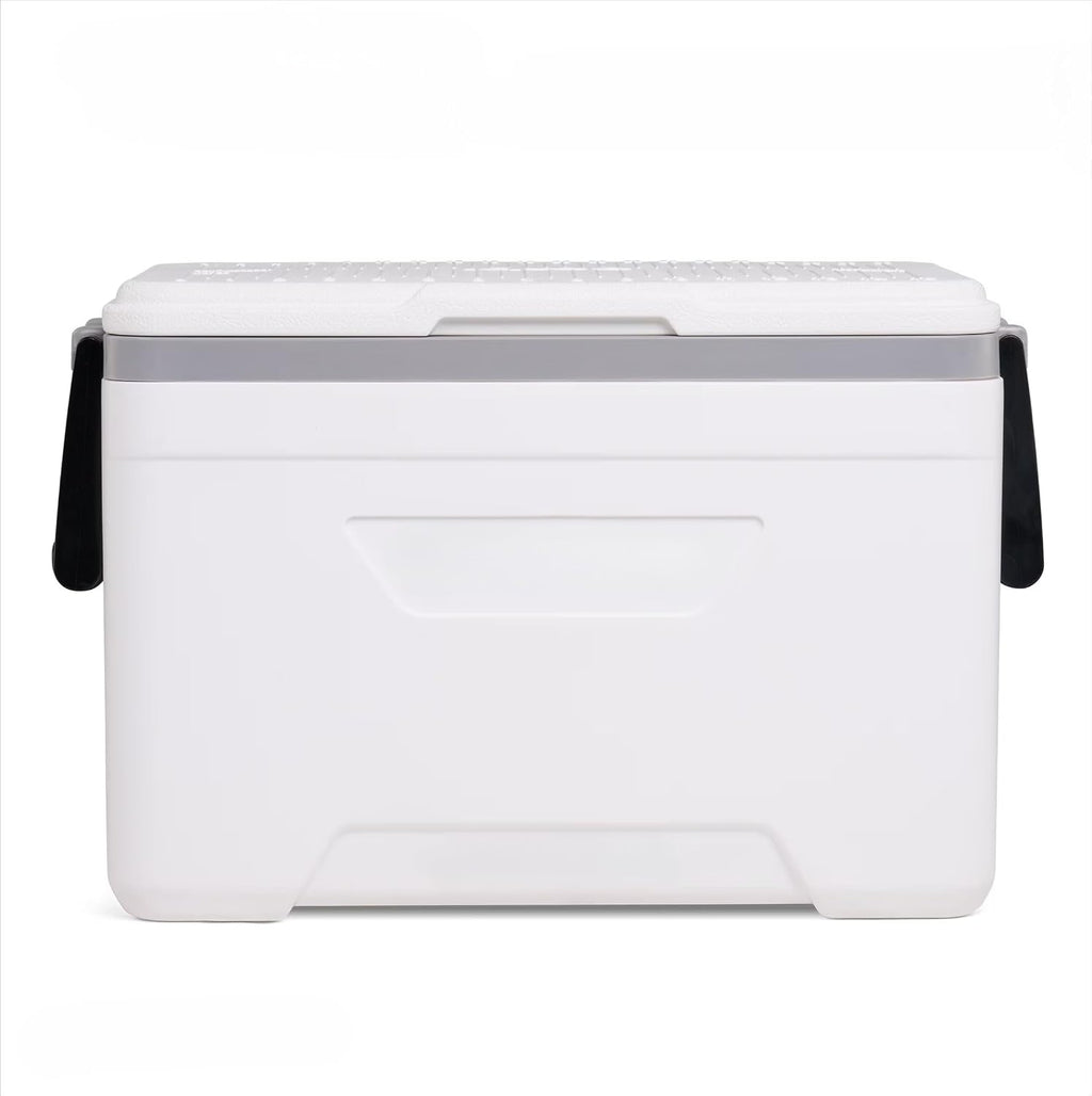 25 QT Hard Sided Cooler White, UV Resistant Ice Chest with Fish Ruler, Swing Handles for Fishing Boat Trip