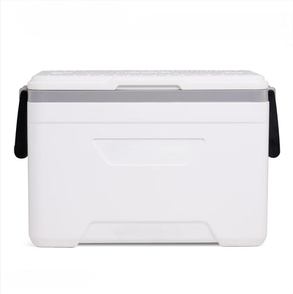 25 QT Hard Sided Cooler White, UV Resistant Ice Chest with Fish Ruler, Swing Handles for Fishing Boat Trip