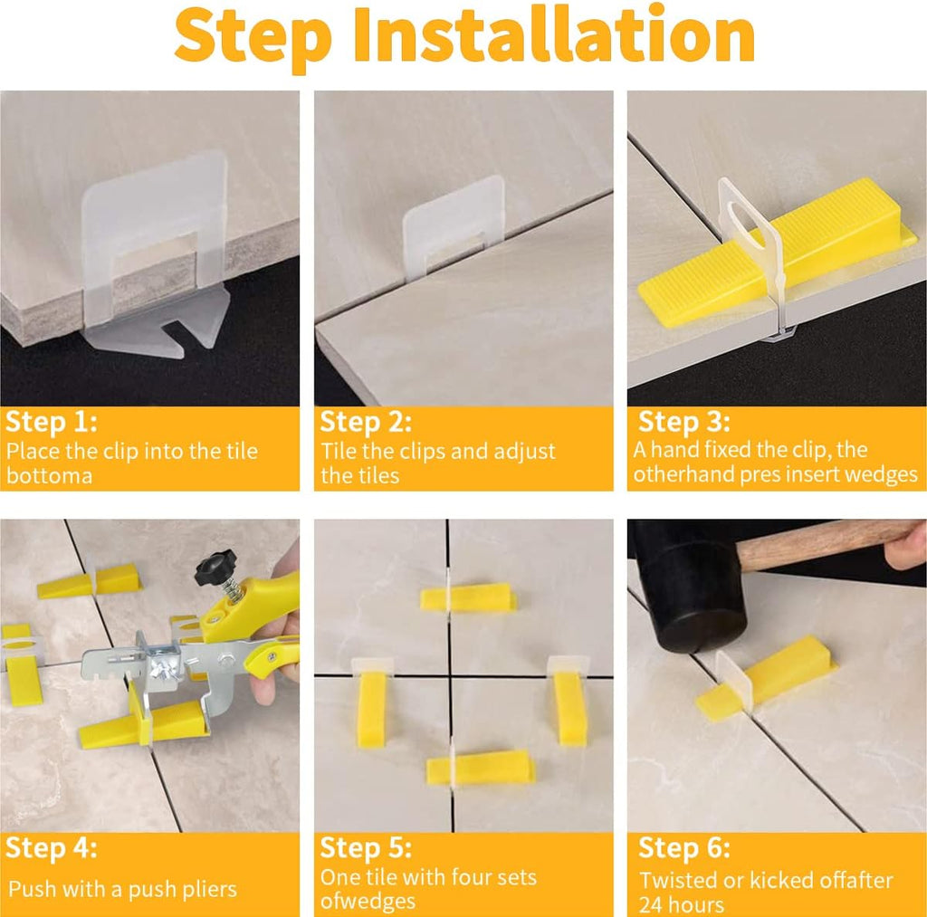 Tile Leveling System with Plier, 600 Tile Spacers 1/8" and 200 Wedges | Tile Leveling Clips with Tile Plier, Anti