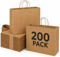 Large Brown Gift Paper Bags with Handles 16x6x12 Inch 200 Pack Bulk