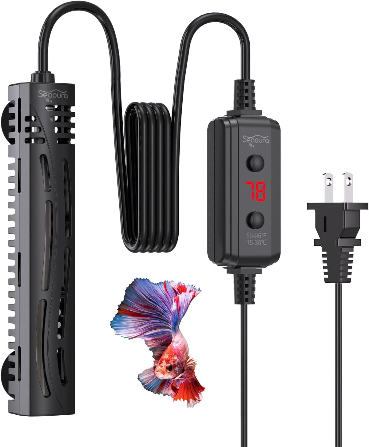 Small Aquarium Heater, 25W Fish Turtle Betta Tank Heater, 1-6 Gal