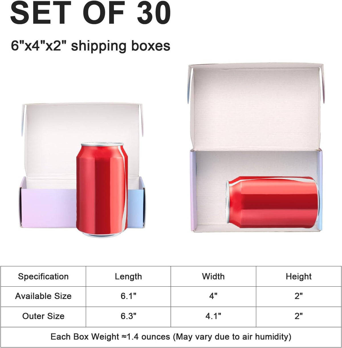 6x4x2 Inch Small Shipping Boxes for Small Business, 30 Pack Purple Mailing Boxes Corrugated Cardboard Mailer Gift