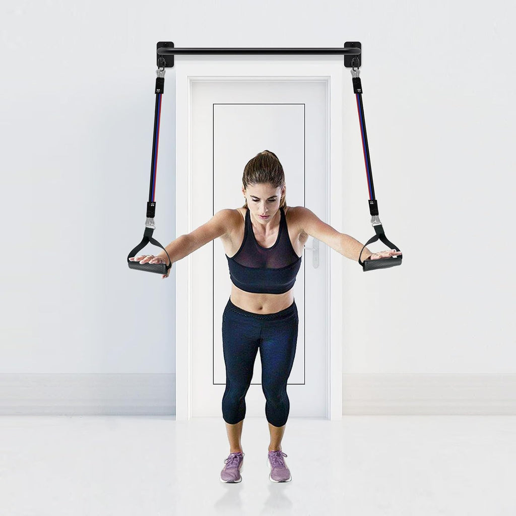 Heavy Duty Welded Pull Up Bar Wall/Joist/Ceiling Mount Chin Up Bar | Multifunctional Pull-up Bars w/Resistance Band