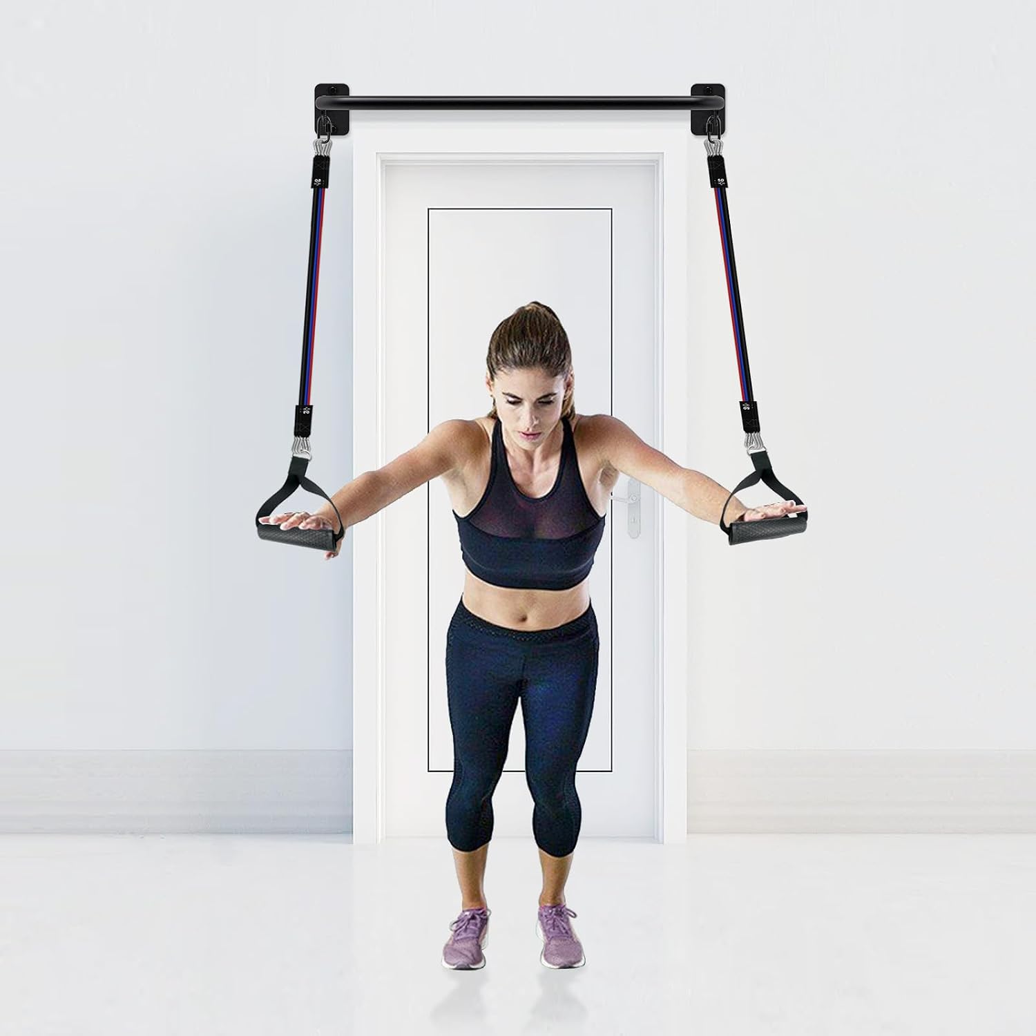 Heavy Duty Welded Pull Up Bar Wall/Joist/Ceiling Mount Chin Up Bar | Multifunctional Pull-up Bars w/Resistance Band