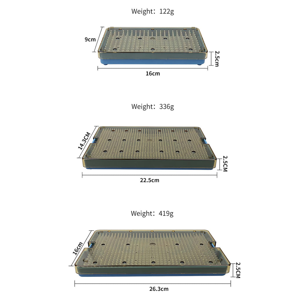 Plastic Autoclavable Instruments Storage Box S/M/L Size For Instruments Sterilization Tray Case with Silicone Mat (M