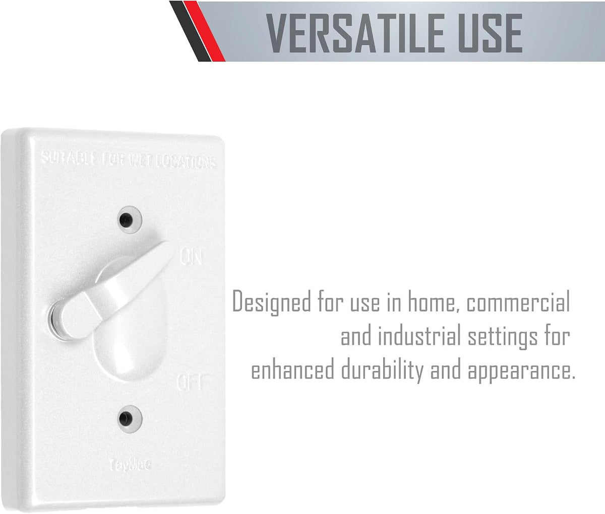 TayMac TC100WH Weatherproof Toggle Cover, 1-Gang, Vertical Device Mount, White