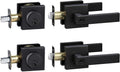 Exterior Door Lock Set with Deadbolt, Keyed Alike Door Handle with Lock, Heavy Duty Matte Black Door Knob and