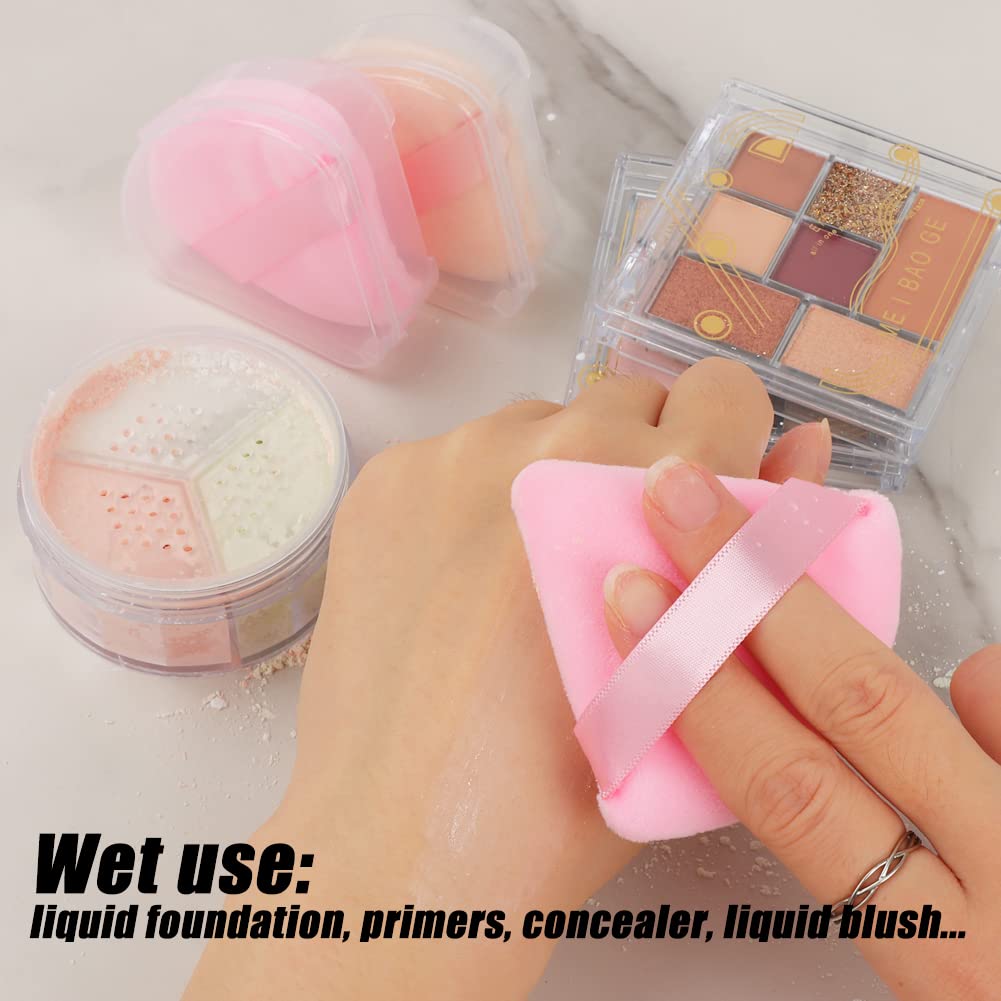 10Pcs Triangle Powder Puff Face Makeup,Setting,Black&Pink