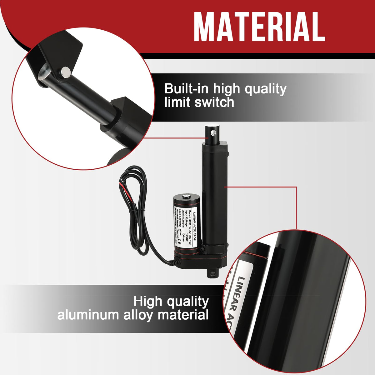 MYFULLY 12V Linear Actuator 4"/100MM Stroke with Mounting Brackets