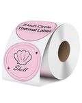 3 Inch Pink Circle Thermal Labels, Durable Round Thermal Label