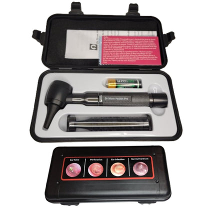 4th Generation Doctor Mom LED Pocket Pro Otoscope with Both Adult and Pediatric Disposable Specula Tips, Battery, and