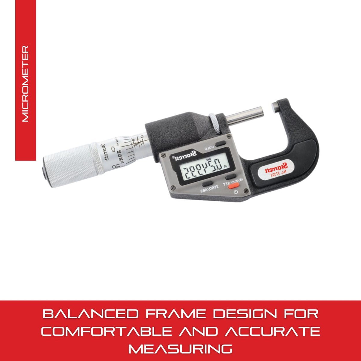 Starrett Electronic Micrometer, 0-1" Range, .00005" Resolution