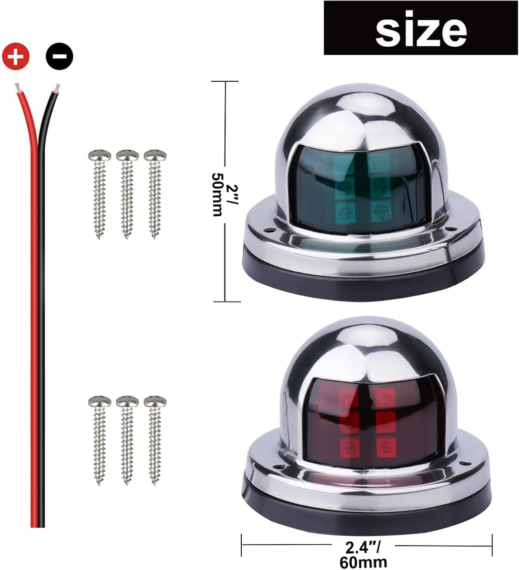 Boat Navigation Lights, Stainless Steel Led Bow Light for Pontoon and Small Boat (One Pair,Silver)