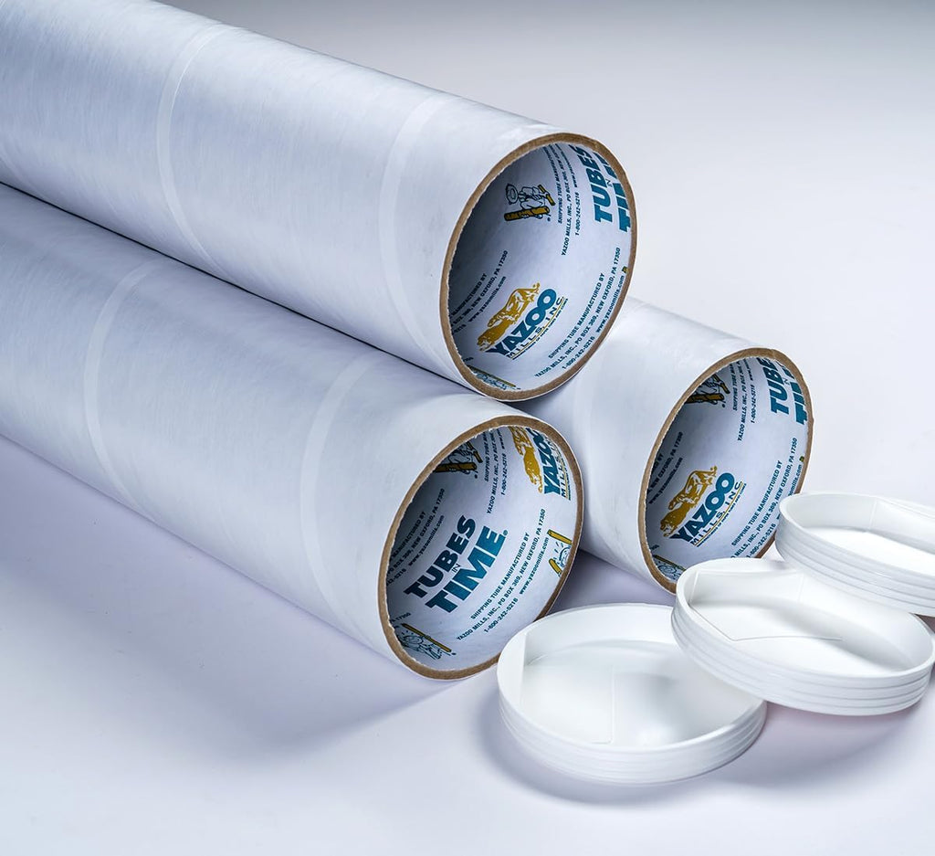 3" x .100 x 24 White Mailing Tubes with Plugs (Pack of 20)