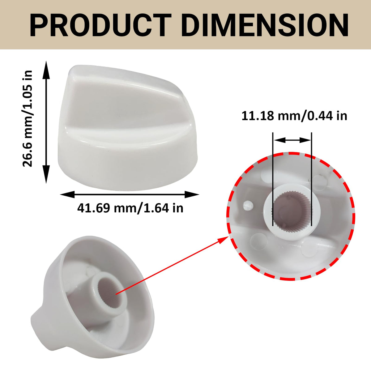 Walmine 4 Pack Universal Control Knobs Replacement with 12 Adapters - Wide Application for Oven Stove Range Universal Stove Knobs White