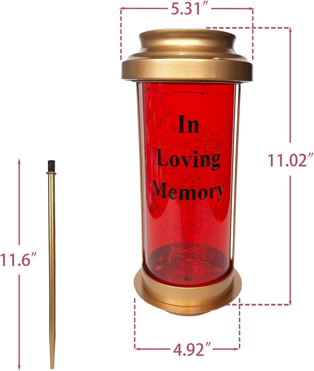 Solar-Powered Decorative Outdoor Lantern Candle Holders for Grave, Solar Lights Outdoor with Long Stake & Solar