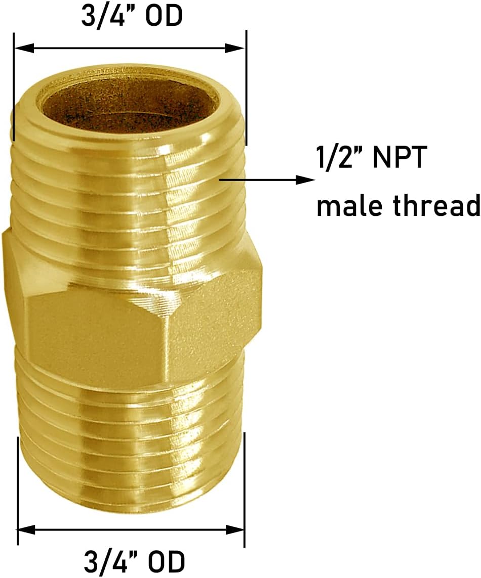 Brass 1/2" FNPT Shut-Off Ball Valve and 1/2" MNPT Nipple Connector