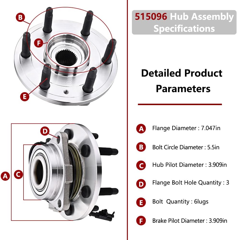 JLEO 4WD Front Wheel Hub Bearing 515096 for Chevy,for GMC,for Cadillac