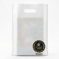 100 White Plastic Bags With Handles 12x15 Merchandise Bags